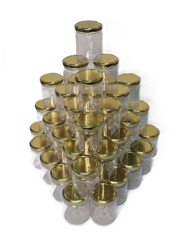200 ML PET SALSA JARS WITH METALLIC GOLD LUG CAP