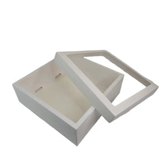 Hamper Box With Top Window Lid And Bottom Tray Inner Size: 10*10*3.75 Inch Outer Size:11*11*3.75 Inch (BK-92)