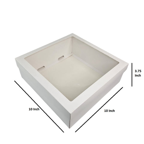 Hamper Box With Top Window Lid And Bottom Tray Inner Size: 10*10*3.75 Inch Outer Size:11*11*3.75 Inch (BK-92)