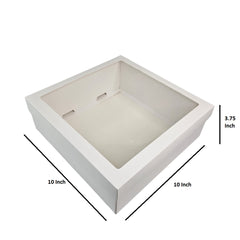 Hamper Box With Top Window Lid And Bottom Tray Inner Size: 10*10*3.75 Inch Outer Size:11*11*3.75 Inch (BK-92)