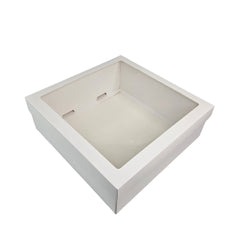 Hamper Box With Top Window Lid And Bottom Tray Inner Size: 10*10*3.75 Inch Outer Size:11*11*3.75 Inch (BK-92)