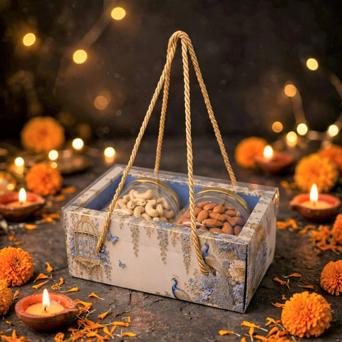 2 Jar Hamper Box With transparent lid And Rope Handle (6.5*3.5*3 Inch) (BK-104-EW-PB)