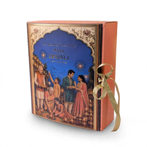 Diwali Book Style Ribbon Gift Box (10*8*3.25 Inch) (BK-105)