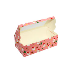Christmas Plum Cake Box With Window- Pink Santa (4*7.5*2.5 Inch) (BK-11 PS)