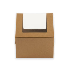 Brown Kraft Half Kg Tall Cake Box With Full Window 8*8*6 Inch (BK-17 BW)