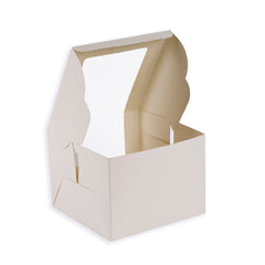 White Half Kg Tall Cake Box With Full Window 8*8*6 Inch (BK-17 WW)