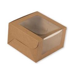 Brown Kraft One Kg Tall Cake Box With Full Window 10*10*6 Inch (BK-18 BW)