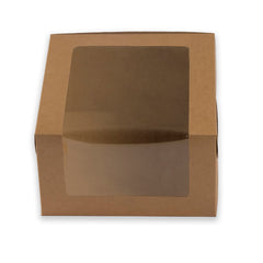 Brown Kraft One Kg Tall Cake Box With Full Window 10*10*6 Inch (BK-18 BW)