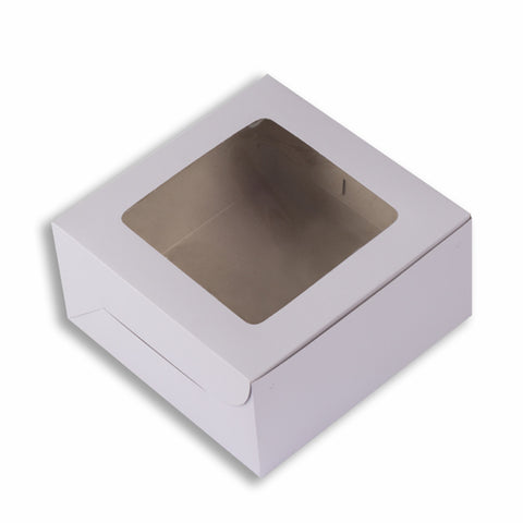 White Half Kg Cake Box With Window 8*8*4 Inch (BK-1-W)