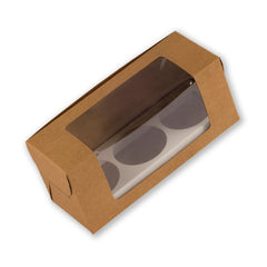 Brown Kraft Full Window 3 Jar Box With Cavity (9*3.25*4  Inch)( Jar Size:180 Ml) (BK-28 J)