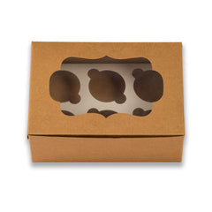 Brown Kraft 6 Pc Cupcake Box With Cavity (6*8.5*3.75 Inch) (BK -3)