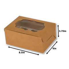 Brown Kraft 6 Pc Cupcake Box With Cavity (6*8.5*3.75 Inch) (BK -3)