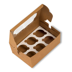 Brown Kraft 6 Pc Cupcake Box With Cavity (6*8.5*3.75 Inch) (BK -3)