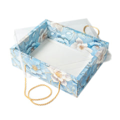 Hamper Gift Box With Top PVC Transparent Lid And Bottom Tray in Floral Aura Design With Rope Handle- Lilac (9*7*3 Inch) (BK-30 LD- FAB)