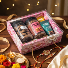 Hamper Gift Box With Top PVC Transparent Lid And Bottom Tray in Floral Aura Design With Rope Handle- Lilac (9*7*3 Inch) (BK-30 LD- FAP)