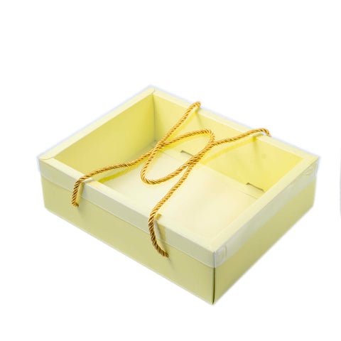 Hamper Box With Top PVC Transparent Lid And Bottom Tray With Rope Handle (9*7*3 Inch) (BK-30 LD)
