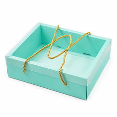 Hamper Box With Top PVC Transparent Lid And Bottom Tray With Rope Handle (9*7*3 Inch) (BK-30 LD)