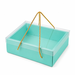 Hamper Box With Top PVC Transparent Lid And Bottom Tray With Rope Handle (9*7*3 Inch) (BK-30 LD)