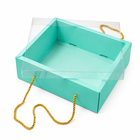 Hamper Box With Top PVC Transparent Lid And Bottom Tray With Rope Handle (9*7*3 Inch) (BK-30 LD)