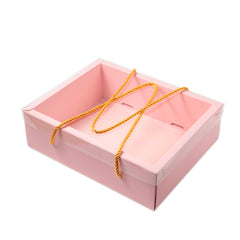 Hamper Box With Top PVC Transparent Lid And Bottom Tray With Rope Handle (9*7*3 Inch) (BK-30 LD)