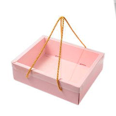 Hamper Box With Top PVC Transparent Lid And Bottom Tray With Rope Handle (9*7*3 Inch) (BK-30 LD)