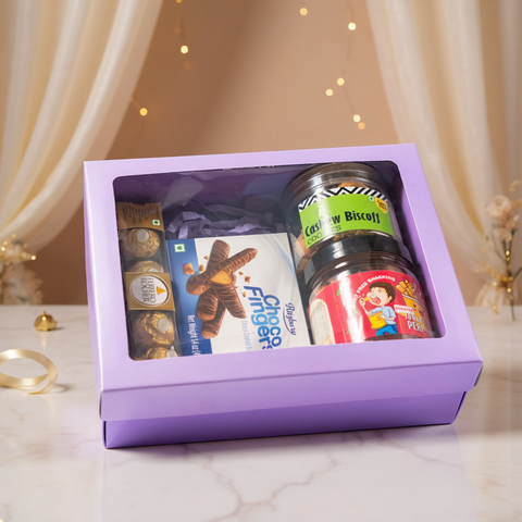 Hamper Box With Top Window Lid And Bottom Tray (9*7*3 Inch) (BK-30 TB)