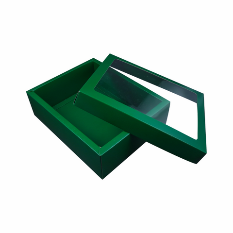 Hamper Box With Top Window Lid And Bottom Tray- GREEN (9*7*3 Inch) (BK-30 TB)