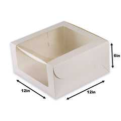 White Tall Cake Box With Full Window 12*12*6 Inch (BK-40)