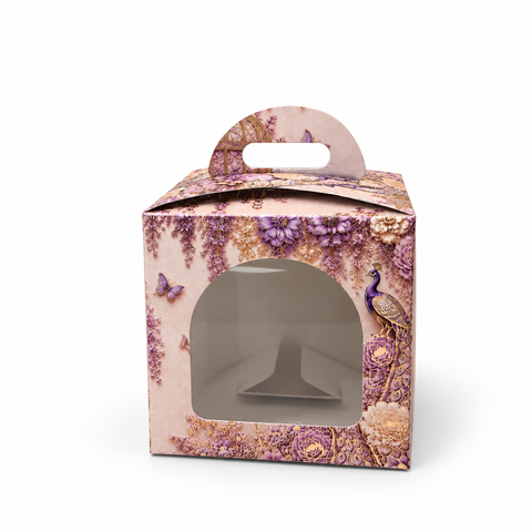 1 Jar Box With Window And Handle- Dusty Lilac(3.5*3.5*3.5 Inch) (BK-51-EW-DL)