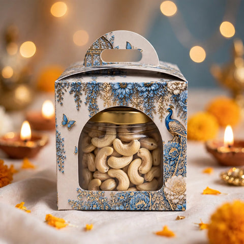 1 Jar Box With Window And Handle- Powder Blue (3.5*3.5*3.5 Inch) (BK-51-EW-PB)