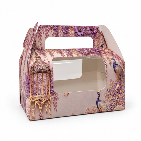 2 Jar Box With Window And Handle- Dusty Lilac(7*3.5*3.5 Inch) (BK-52-EW-DL)