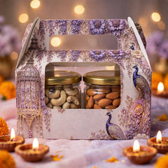 2 Jar Box With Window And Handle- Dusty Lilac(7*3.5*3.5 Inch) (BK-52-EW-DL)