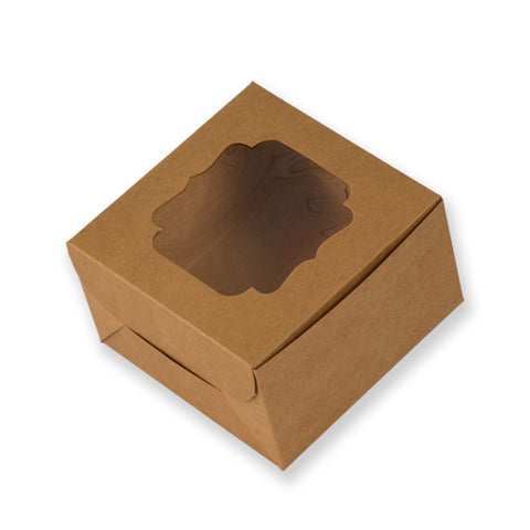 Brown Kraft 250 gms Cake Box With Window 6*6*3.75 Inch (BK-7-BW)