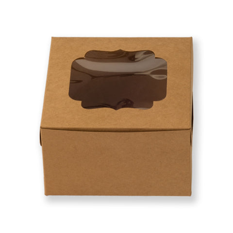 Brown Kraft 250 gms Cake Box With Window 6*6*3.75 Inch (BK-7-BW)