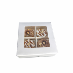 Premade 4 Pc Brownie Box With Partition (6*6*2 Inch) White (BK-71)