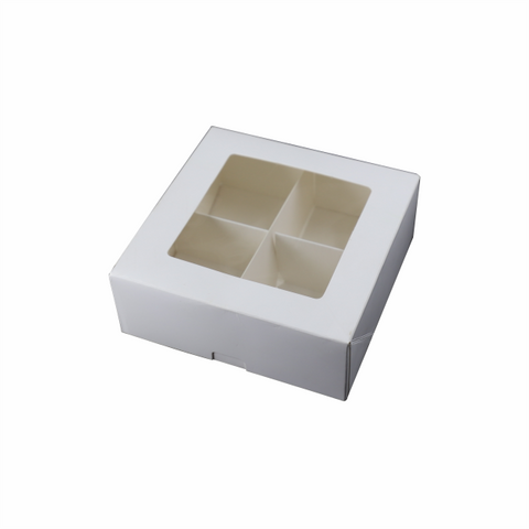 Premade 4 Pc Brownie Box With Partition (6*6*2 Inch) White (BK-71)