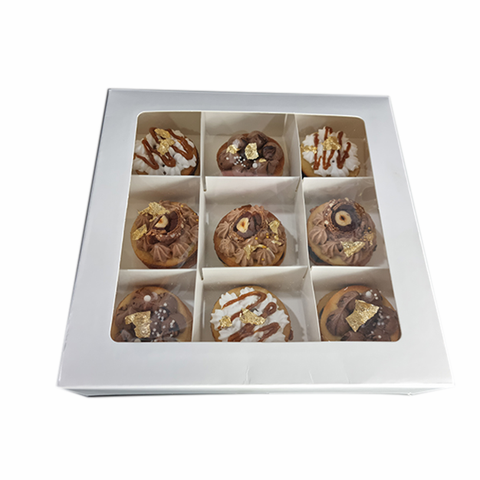 Premade 9 Pc Brownie Box With Partition (8.75*8.75*2 Inch) White (BK-73)