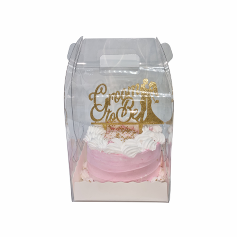 Clear Transparent Mini Tall Cake Box With Handle 6*6*6 Inch (BK-79)