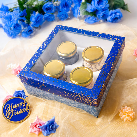 Hamper Box With Top Window Lid And Bottom Tray (8*8*3.75 Inch) (BK-91-DB)