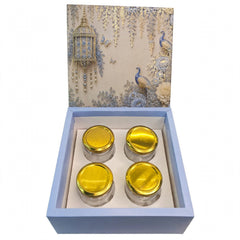 TOP BOTTOM HAMPER BOX IN ENCHANTED WISTERIA PEACOCK DESIGN (8*8*3.75 INCH) (BK-91-EW-POWDER BLUE)