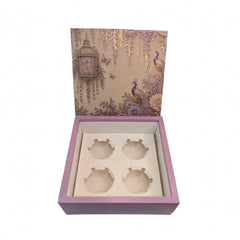 TOP BOTTOM HAMPER BOX IN ENCHANTED WISTERIA PEACOCK DESIGN (8*8*3.75 INCH) (BK-91-EW-DUSTY LILAC)