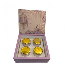 TOP BOTTOM HAMPER BOX IN ENCHANTED WISTERIA PEACOCK DESIGN (8*8*3.75 INCH) (BK-91-EW-DUSTY LILAC)