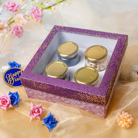Hamper Box With Top Window Lid And Bottom Tray (8*8*3.75 Inch) (BK-91-PL)