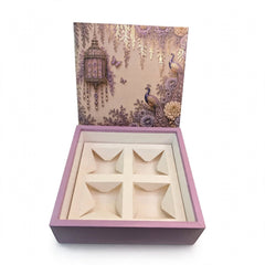 TOP BOTTOM HAMPER BOX IN ENCHANTED WISTERIA PEACOCK DESIGN (10*10*3.75 INCH) (BK-92-EW-DUSTY LILAC)