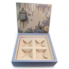 TOP BOTTOM HAMPER BOX IN ENCHANTED WISTERIA PEACOCK DESIGN (10*10*3.75 INCH) (BK-92-EW-POWDER BLUE)