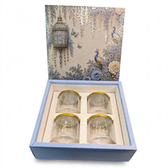 TOP BOTTOM HAMPER BOX IN ENCHANTED WISTERIA PEACOCK DESIGN (10*10*3.75 INCH) (BK-92-EW-POWDER BLUE)