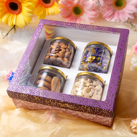 Hamper Box With Top Window Lid And Bottom Tray (10*10*3.75 Inch) (BK-92-PL)