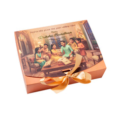 RIBBON CHOCOLATE BOX-RAKSHA BANDHAN DESIGN (7.5*6*2 INCH) (BK-94-RB-PEACH)