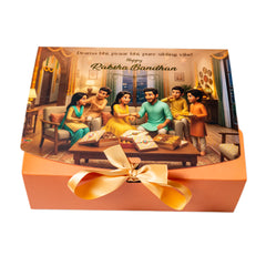 RIBBON CHOCOLATE BOX-RAKSHA BANDHAN DESIGN (7.5*6*2 INCH) (BK-94-RB-PEACH)