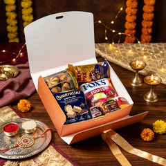 RIBBON CHOCOLATE BOX-RAKSHA BANDHAN DESIGN (7.5*6*2 INCH) (BK-94-RB-PEACH)